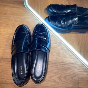 Frame Denim Men's Glossy Black Slip-Ons
